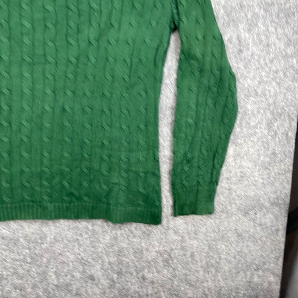 Lauren Ralph Lauren Sweater Extra Large Green Cable Knit Neck Gold Button LRL - Picture 16 of 16
